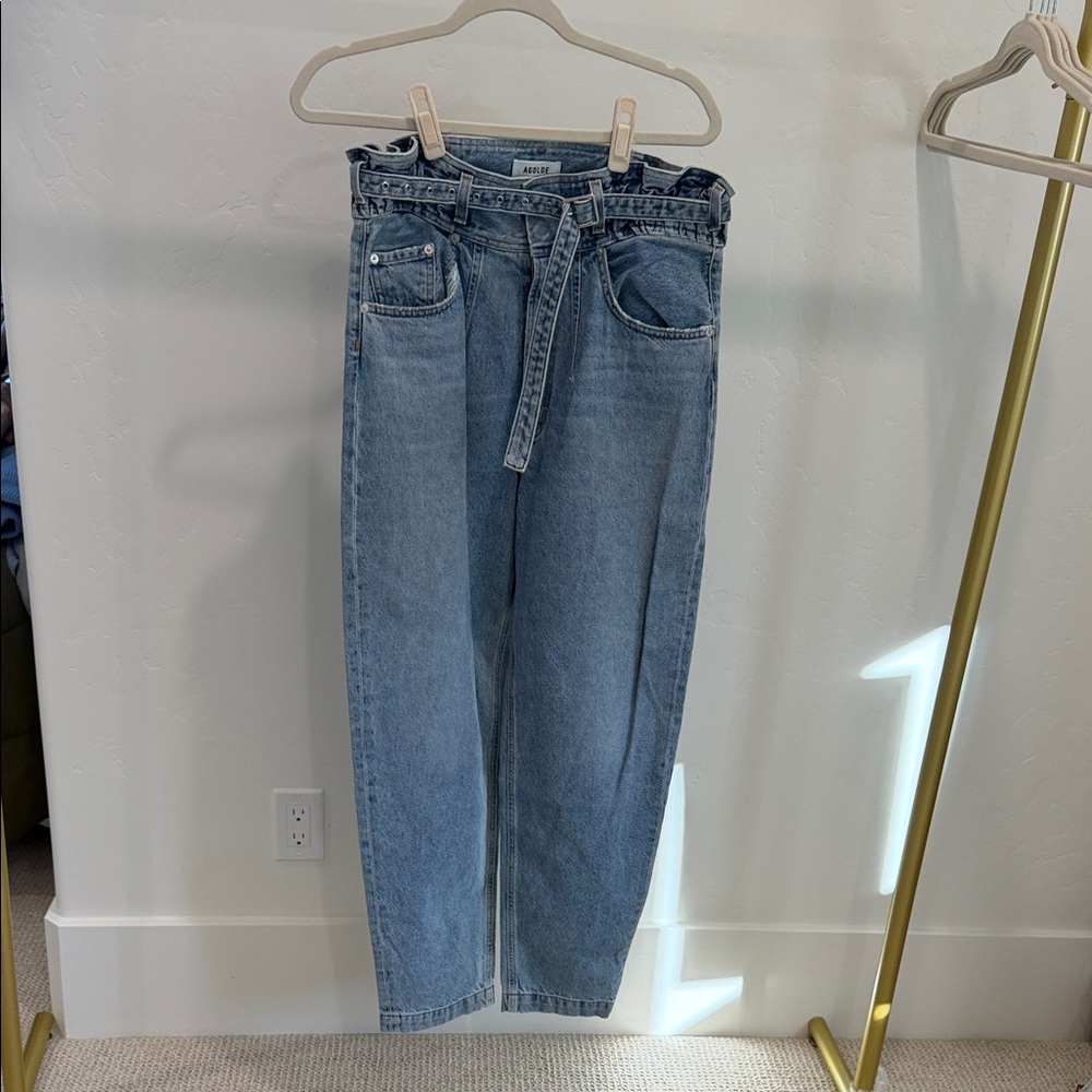 Agolde High Rise Blue Jeans with Belt